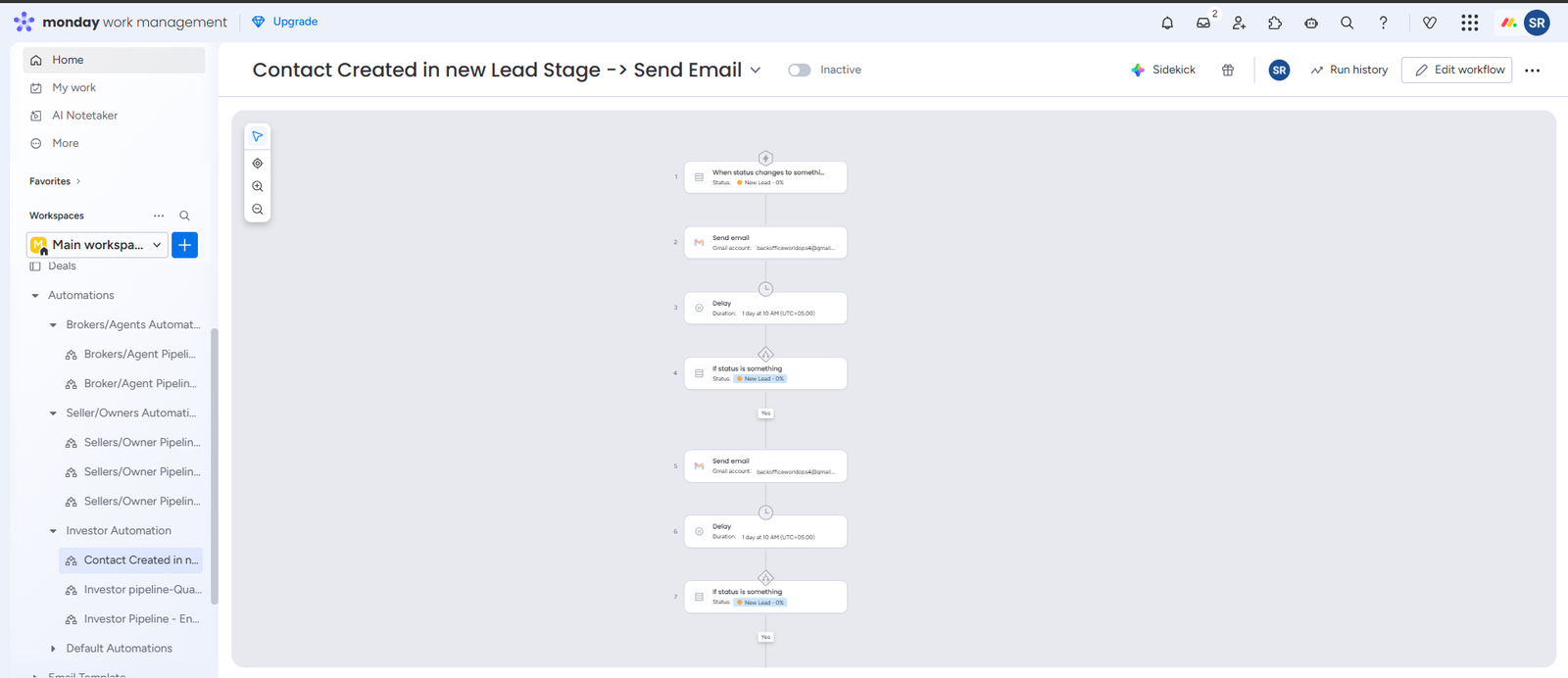 monday.com lead stage dashboard
